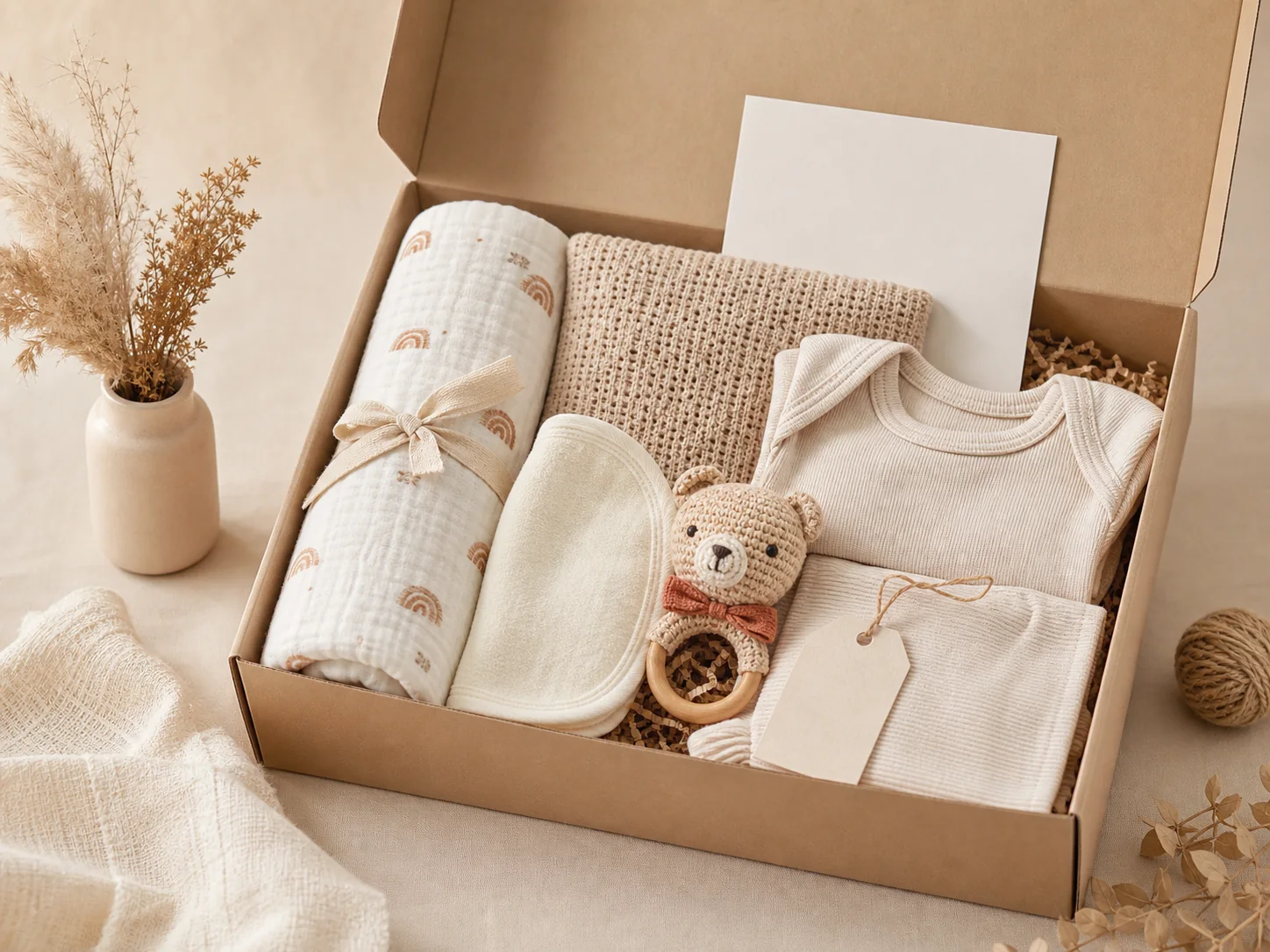 Private label newborn gift sets with custom packaging