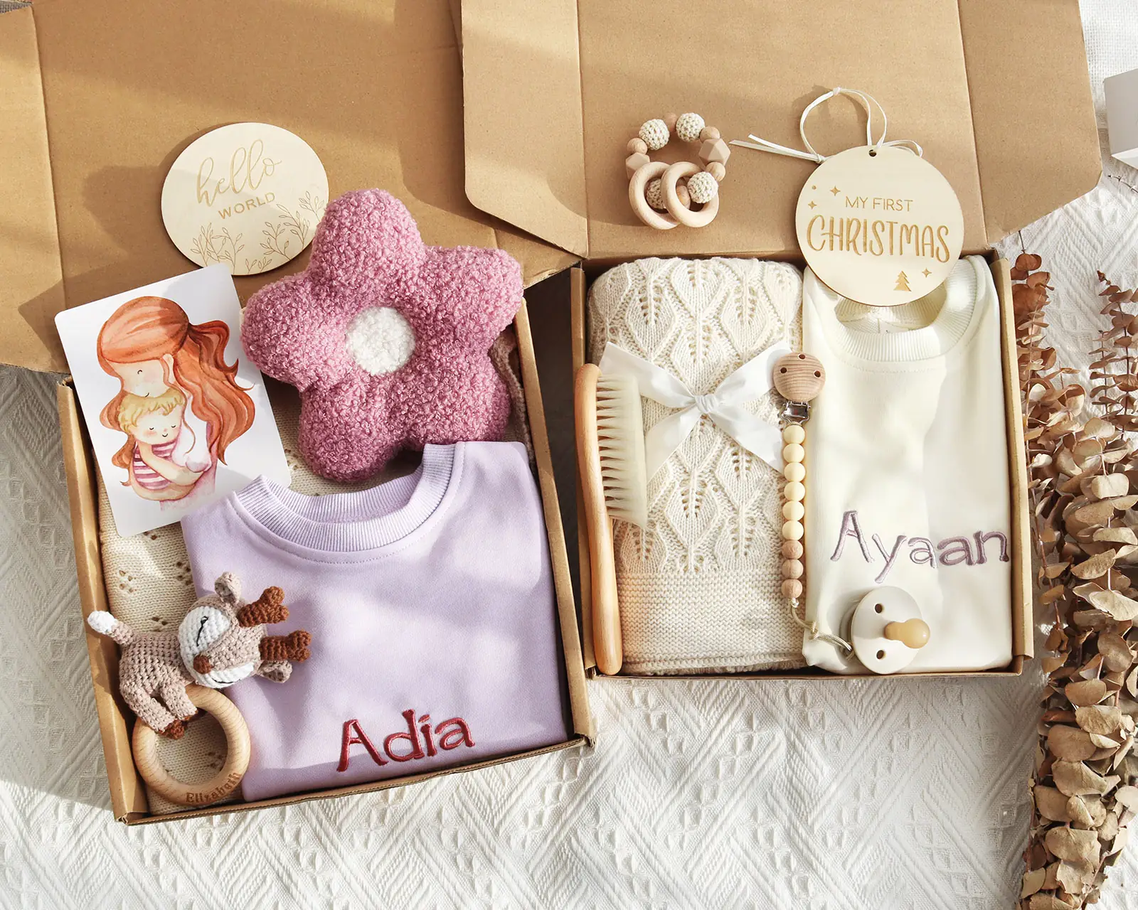 Custom personalized newborn gift set for private label baby brands