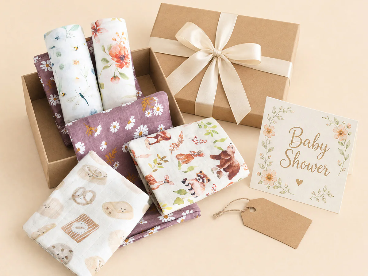 Muslin swaddle label and packaging sample details