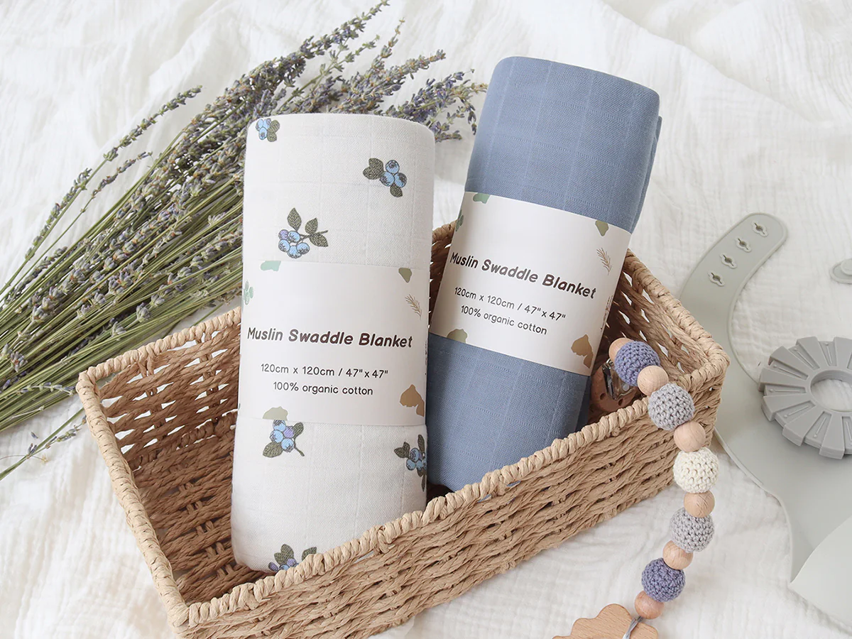 Muslin swaddle set and baby product bundle